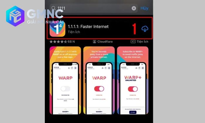 cách tải 1111 để không bị nhà mạng chặn Chọn tìm app trên ứng dụng điện thoại của bạn